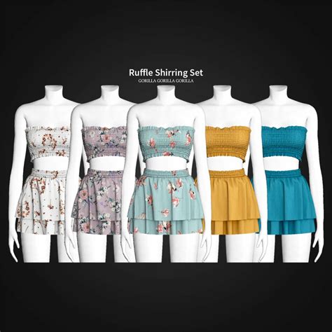 Sims 4 Ruffle Shirring Set By Gorilla The Sims Game