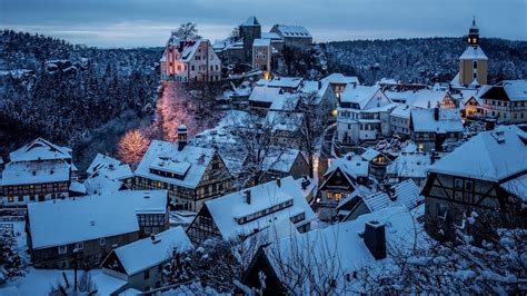 1920x1080 Hohnstein City Germany In Winter Snow 1080p