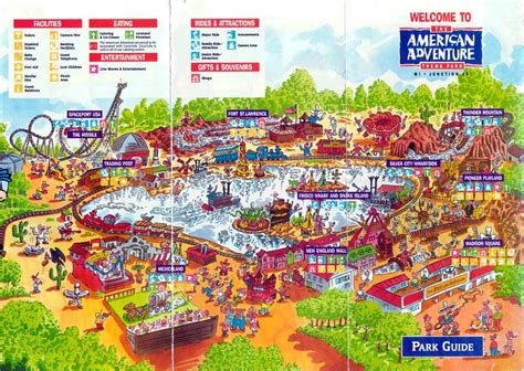The American Adventure Theme Park Map And Brochure 1990 1997