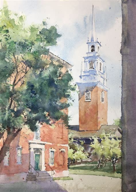 Memorial Church Harvard Yard Original Watercolor Painting Michele