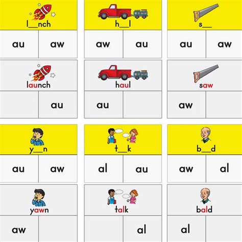 Diphthong And Tricky Vowel Cards And Clips 45 Cards 6 Clips