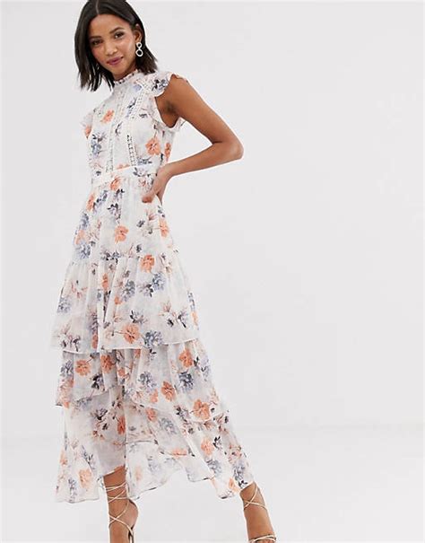 Forever New Floral Print Tiered Maxi Dress In Multi Asos
