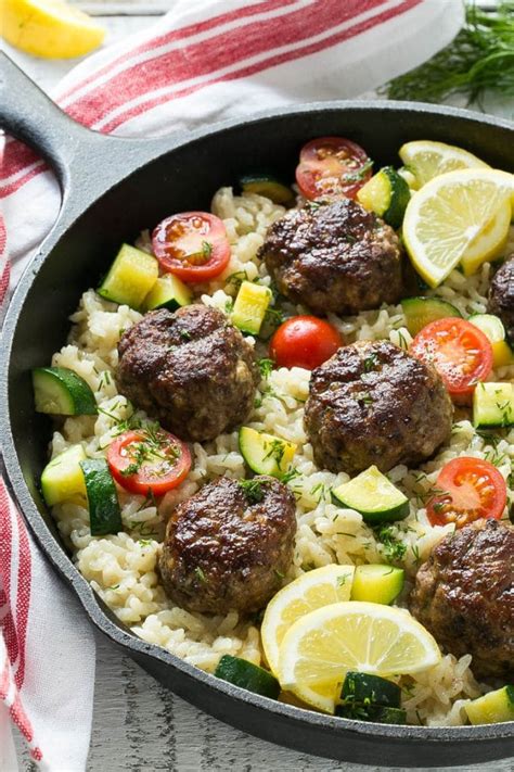 One Pot Greek Meatballs With Lemon Dill Rice Dinner At The Zoo