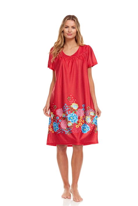 Lati Fashion Women Nightgown Sleepwear Female Sleep Dress Nightshirt Red Xxxl