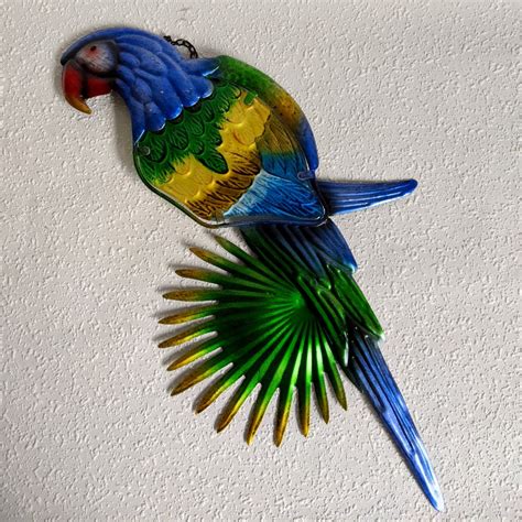 Large Multicoloured Parrot Bird Metal Wall Art Dalisay