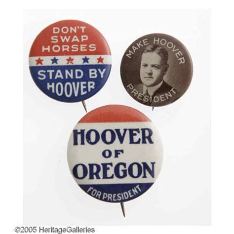 Eight Different Herbert Hoover Campaign Pinbacks Eight Different