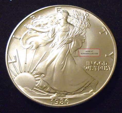 1986 American Silver Eagle 1 Dollar 1 Oz Silver Coin
