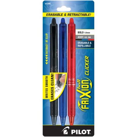 Pilot Frixion Clicker Erasable Pens 3 Pack 3 Pk Bakers