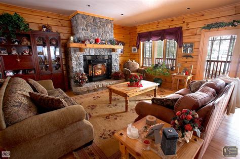 Log Home Mimosa Model Living Room Colonial Concepts