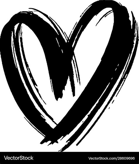 Black Heart Icon Object Hand Drawn Love Symbol Vector Image