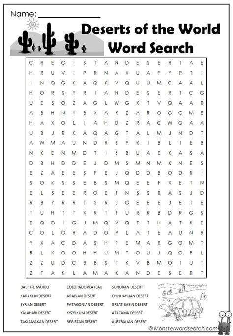Deserts Of The World Word Search Deserts Of The World Desert Words