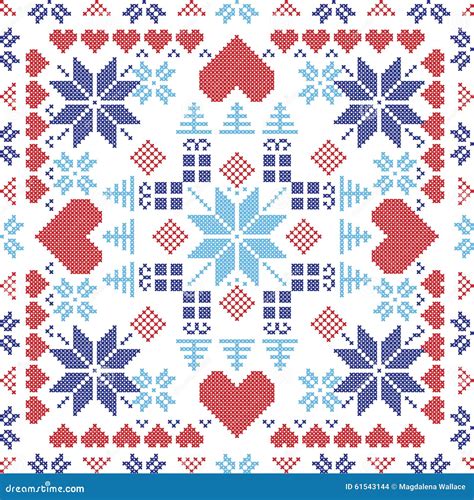 Scandinavian Style Nordic Winter Knitting Seamless Pattern In The