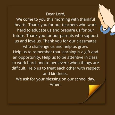 Morning Prayer For School Assembly What Type Of Prayer Should Be Used