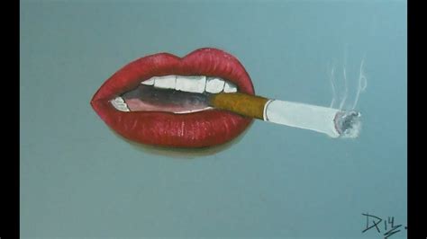 How To Draw A Mouth And Lips Drawing Lips Mouth With Cigarette Youtube