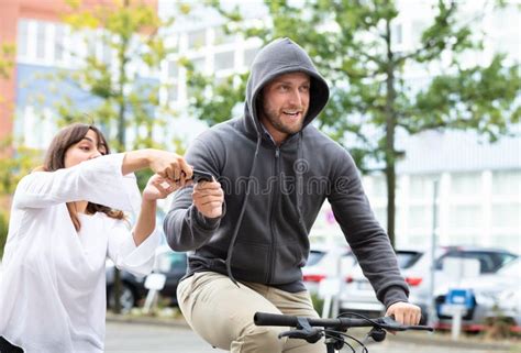 Woman Snatching Man Phone Stock Photo Image Of Chat 200866820