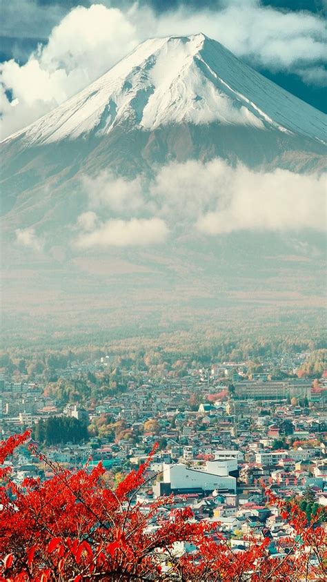 Mount Fuji Japan City Iphone 6 Wallpaper Pemandangan