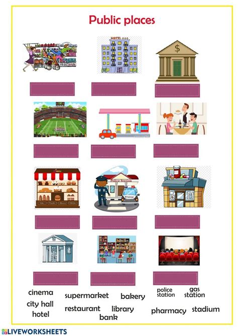 Public Places Interactive Worksheet English As A Second Language