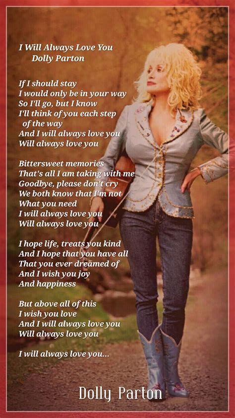 Dolly Parton I Will Always Love You Great Song Lyrics Country Love