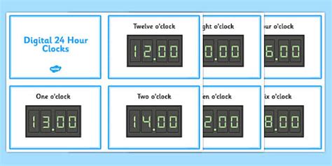 24 Hour Digital Clock Flash Cards Professor Feito Twinkl