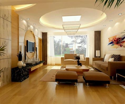 Furniture pushed up against a wall in a narrow living room emphasizes the length of the space. Round pop ceiling designs for modern living room with ...