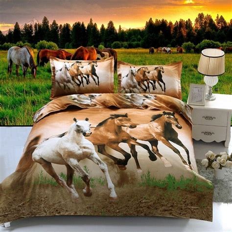 Looking for girls horse bedding? Horses Quilt Doona Cover Set King/Queen/Single/Double Size ...