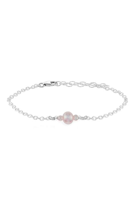 Dainty White Freshwater Pearl Gemstone Bracelet Luna Tide | Pearl