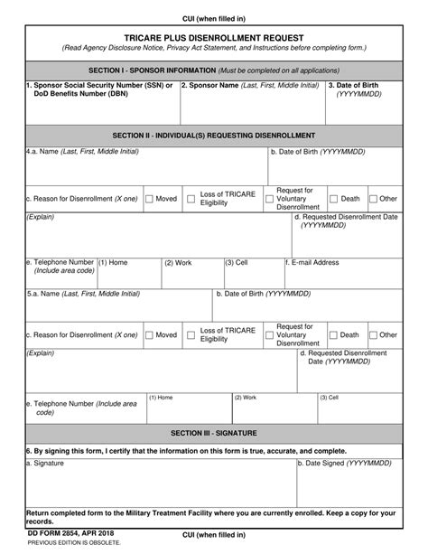 Dd Form 2854 Download Fillable Pdf Or Fill Online Tricare Plus