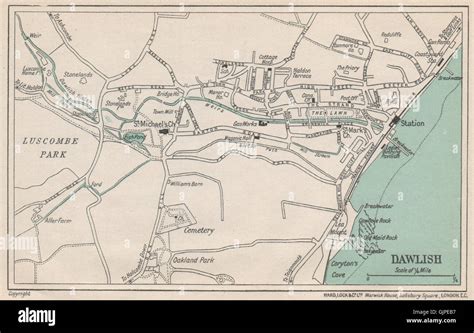 Dawlish Vintage Towncity Plan Devon Ward Lock 1924 Vintage Map