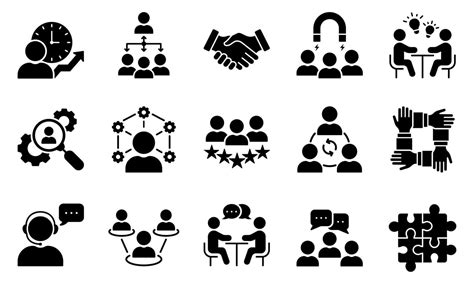 Teamwork Community Business People Partnership Glyph Pictogram