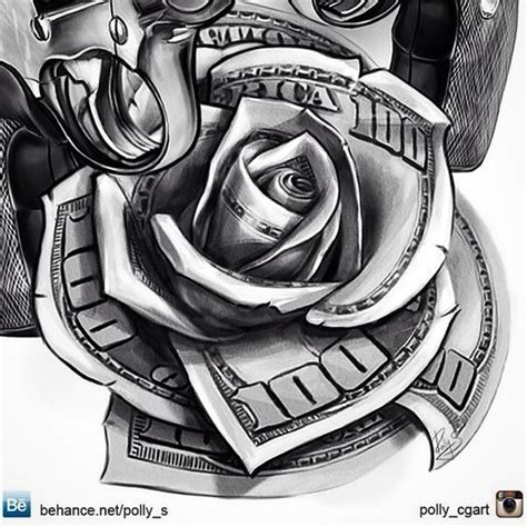 Chicano styled cash rules dollar rose temporary tattoosize : Tattoo design drawings, Dollar tattoo, Drawing money