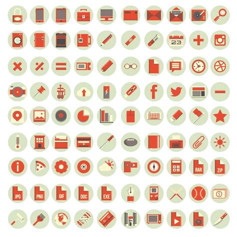 Free 90 Flat Red Web Icons Titanui