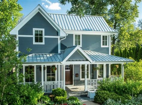 Beautiful Coastal And Blue Exteriors Tin Roof House Metal Roof Colors