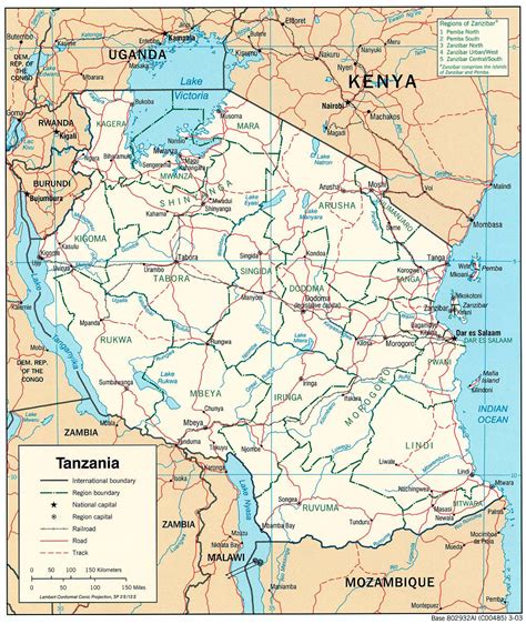 Detailed Political And Administrative Map Of Tanzania Tanzania