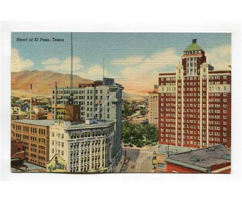 Heart Of El Paso Texas Vintage Postcard