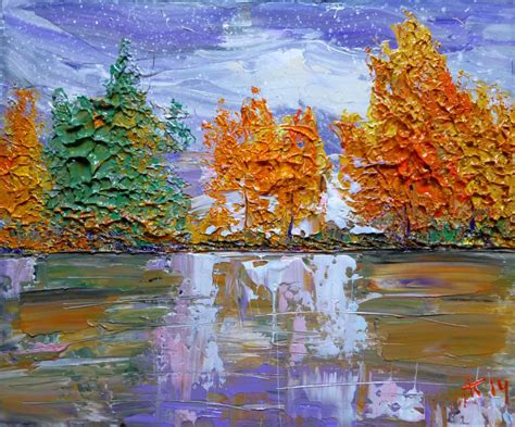 Autumn Pond Original Acrylic Painting Impasto Artfinder