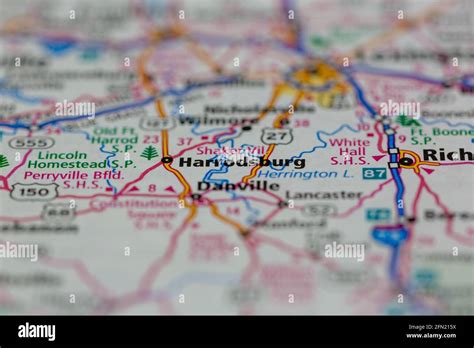 Harrodsburg Kentucky Usa Shown On A Geography Map Or Road Map Stock