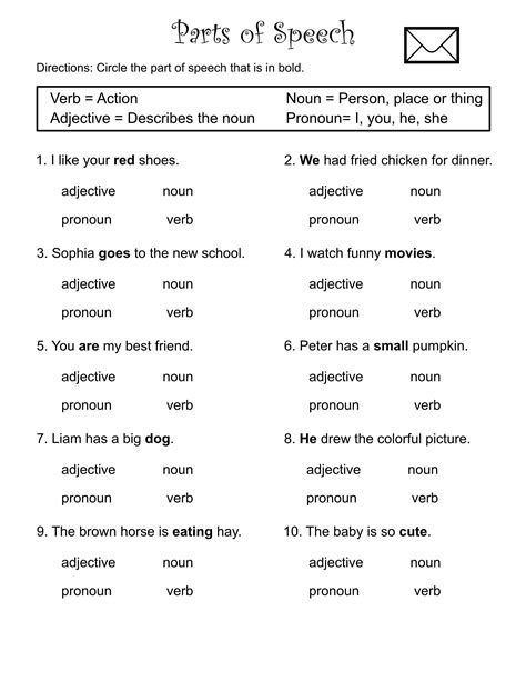 1st Through 3rd Grade Parts Of Speech Worksheets Verbs Nouns Adjectives