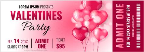 Valentine Party Ticket Templates For Word Download And Print