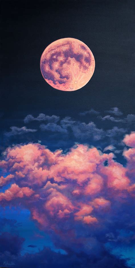 Moon And The Clouds Original Acrylic Painting On Canvas Etsy