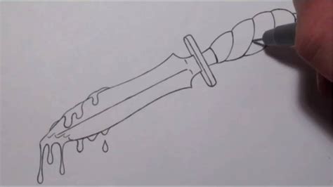 Cold gradient line drawing cartoon bloody knife. How To Draw a Knife With Blood Dripping From Blade - YouTube