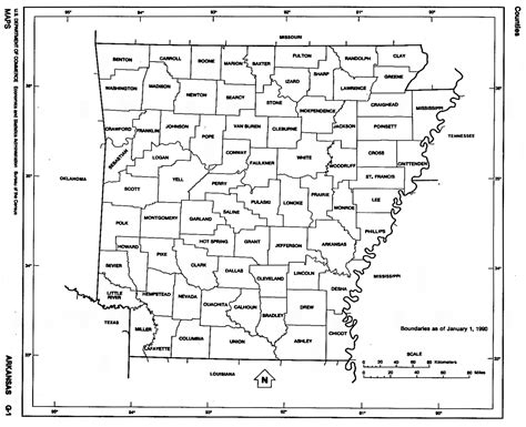 Arkansas State Map With Counties Outline And Location Of