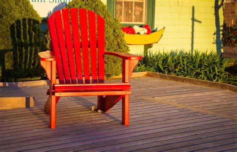 Red Adirondack Chair Stock Photo Image Of Shore Deck 106814598