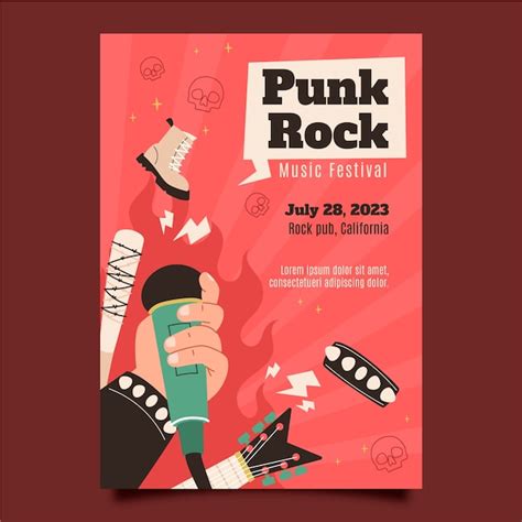 Free Vector Music Hand Drawn Flat Punk Rock Poster