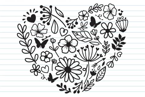 Flower Heart Svg Heart Flower Svg Design Flower Svg Love Etsy