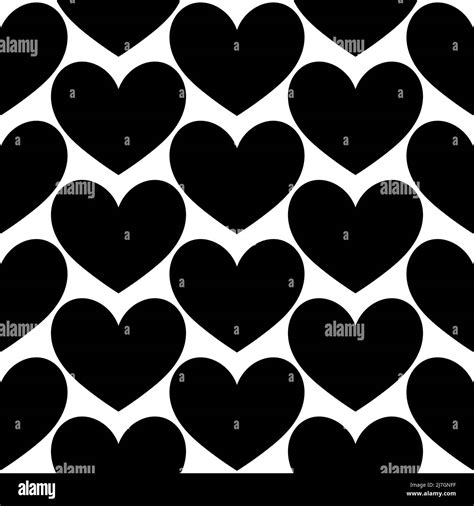 Black Hearts On White Background Seamless Geometric Contrast Pattern