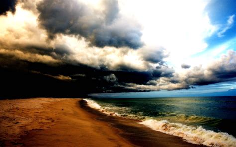 Storm Weather Rain Sky Clouds Nature Sea Ocean Waves Beach Wallpaper