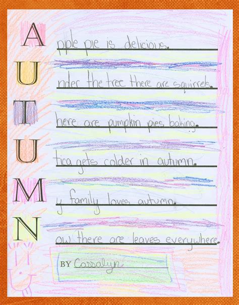 Third Grade Stars Autumn Acrostic Poems