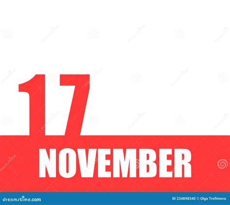 November 17 17th Day Of Month Calendar Date Stock Illustration