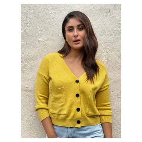Kareena Kapoor Khan Looks Fit And Fab In Sunshine Yellow Sweater With A Plunging Neckline Pics
