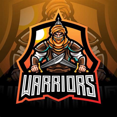 Warriors Esport Mascot Logo Design Stock Vector Illustration Of